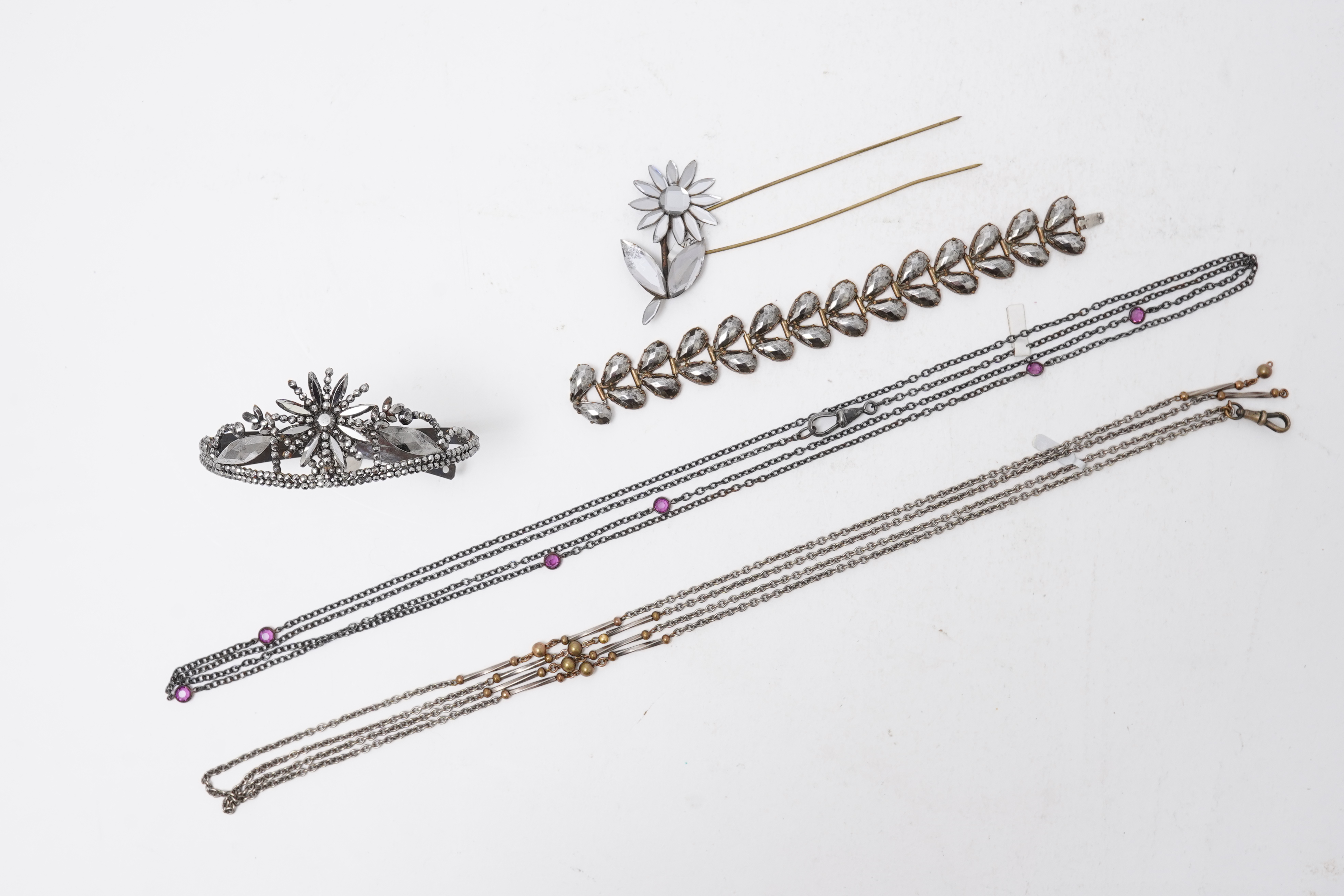 A cut steel tiara and a collection of jewels